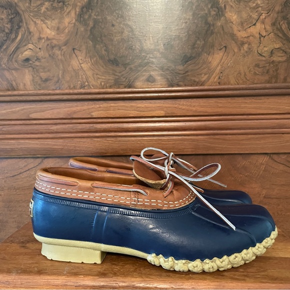 LL Bean Boot Women’s Classic Blue & Tan Rain Snow Boot Low Cut - Picture 12 of 17